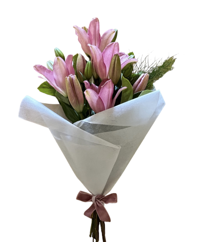 Pink Lily - A bunch of pink lily to brighten and bring a smile, Bouquet contains 5 stems of pink asiatic lily.