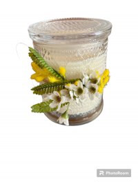 Candle - Perfect add on gift of Candle. Scent available is Honeybush Vanilla. Decorated with the artificial native flowers.  Everlasting gift that can be enjoyed over a long period.